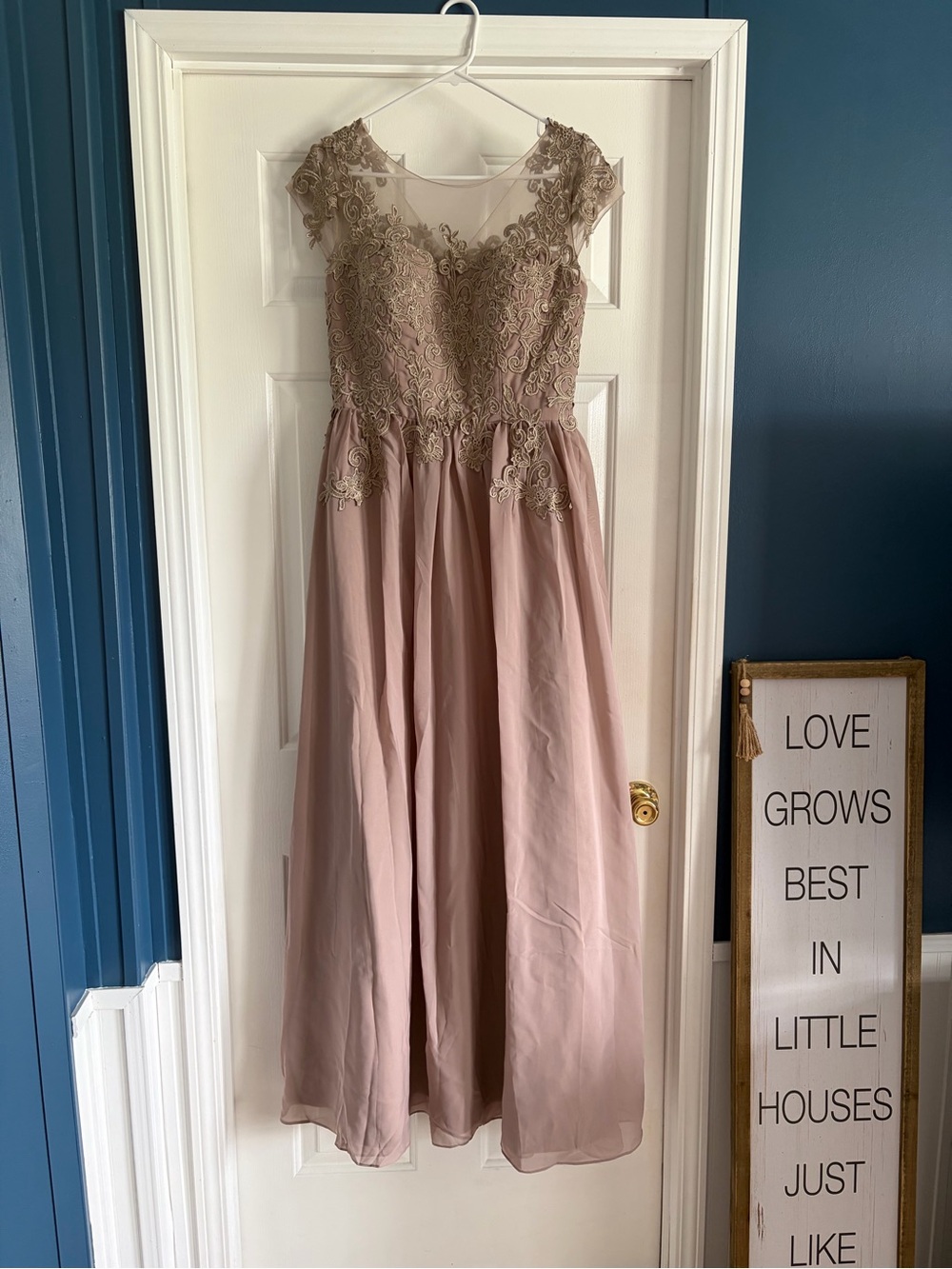 Women’s Dusty Rose Lace Bodice Dress